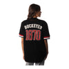 Ladies Woven Button Up Black Baseball Jersey - In Black - Back View