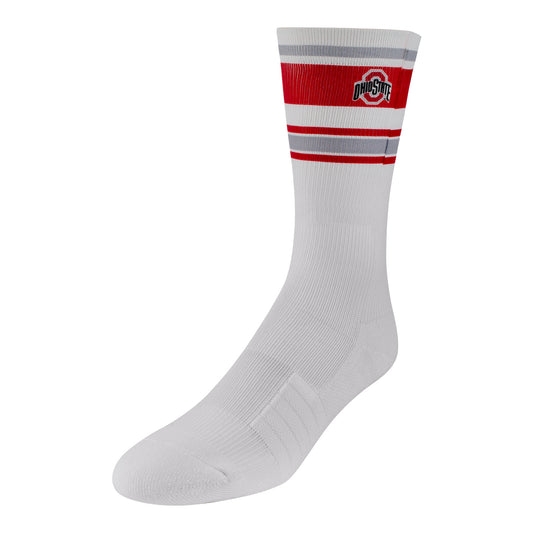 Ohio State Buckeyes Retro Sub Crew Socks - In White - Front View