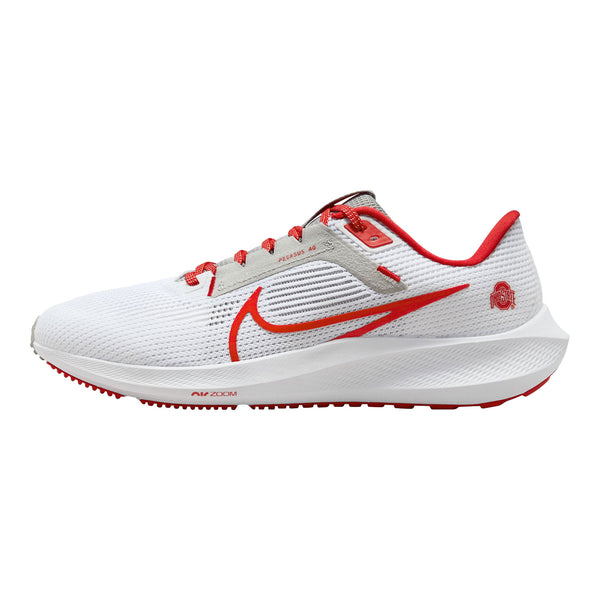Ohio State Buckeyes Nike Zoom Pegasus 40 Shoes - In White - Left Outside View
