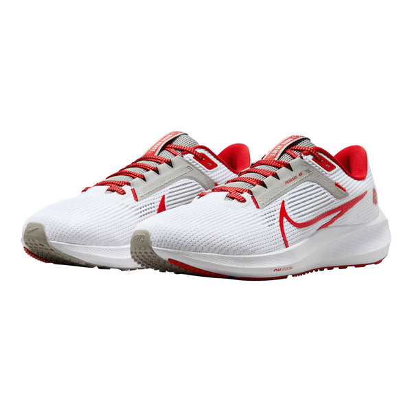 Ohio State Buckeyes Nike Zoom Pegasus 40 Shoes - In White - Angled Left View