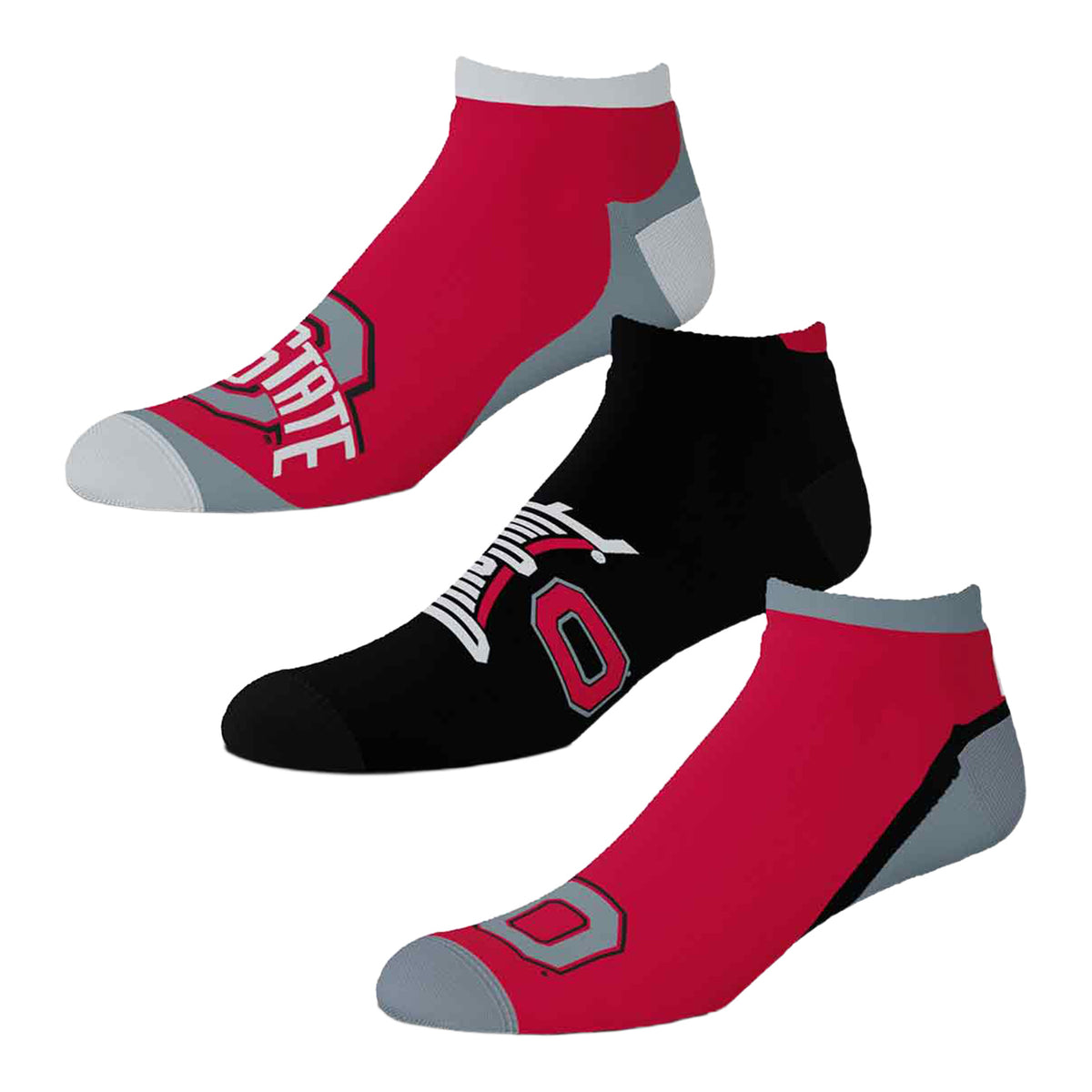 Ohio State Buckeyes For Bare Feet 3pk Ankle Sock