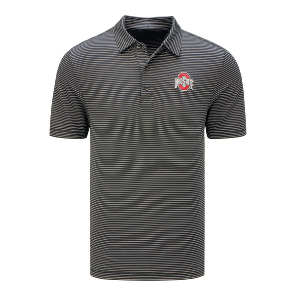 Ohio State Buckeyes Forge Pencil Stripe Stretch Polo - In Black - Front View