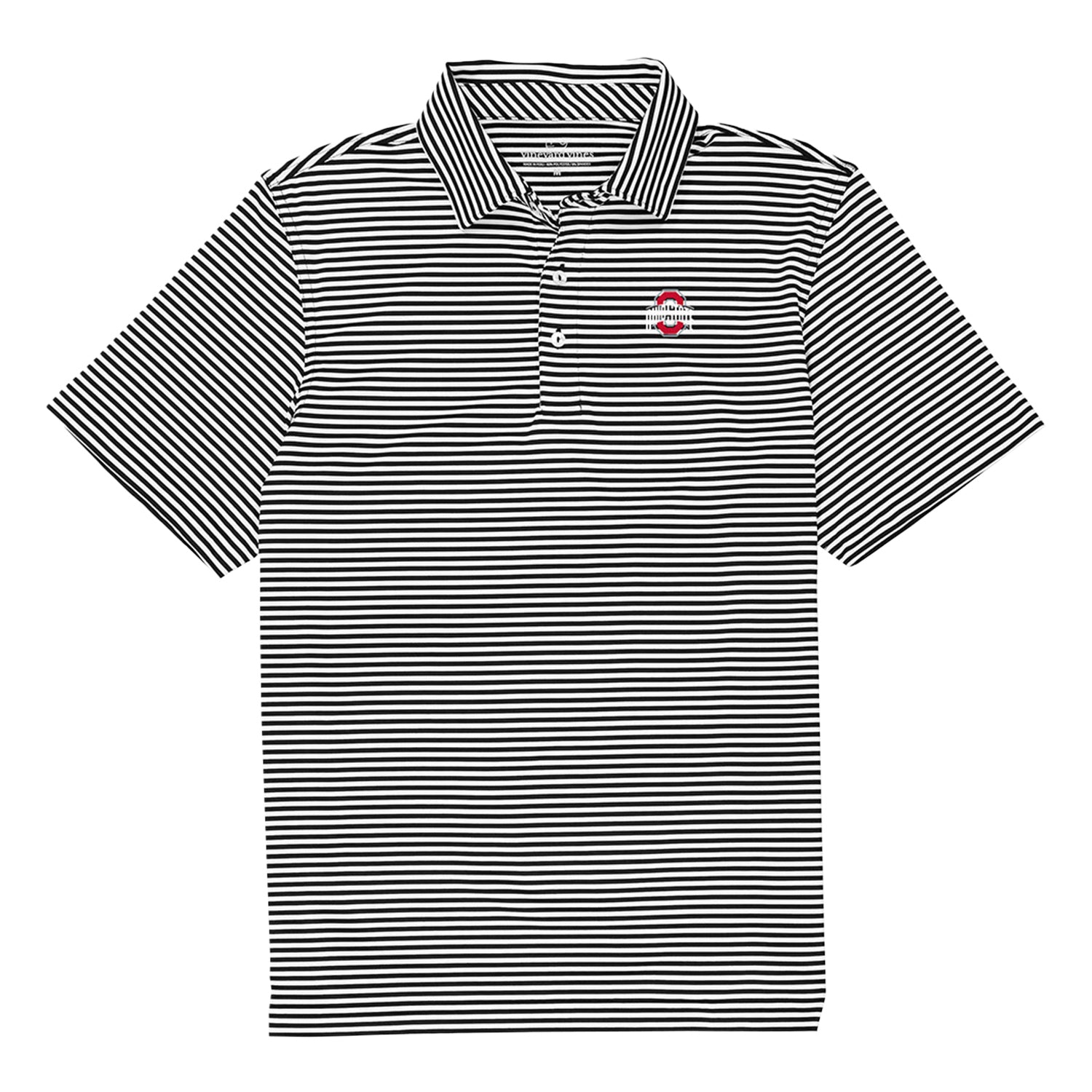 Ohio State Buckeyes Winstead Stripe Polo - In Black - Front View