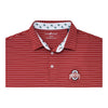 Ohio State Buckeyes Performance Stripe Scarlet Polo - In Scarlet - Close Up Collar View