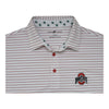 Ohio State Buckeyes Performance Stripe White Polo - In White - Close Up Collar View