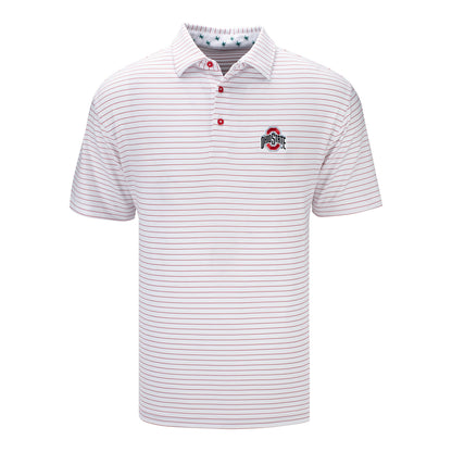 Ohio State Buckeyes Performance Stripe White Polo - In White - Front View