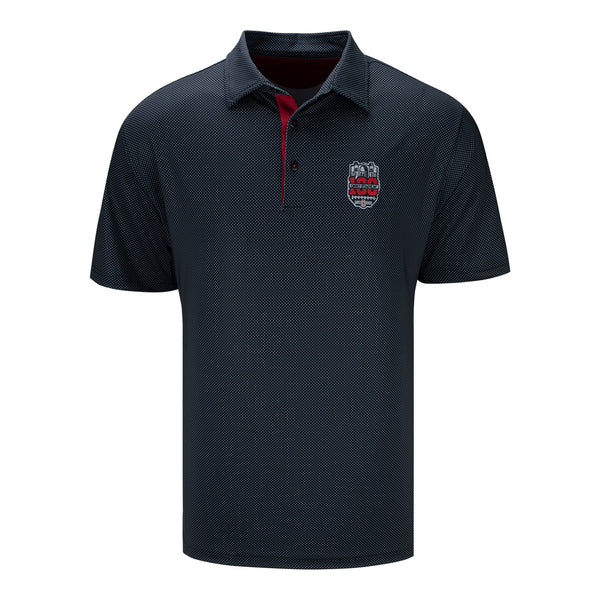 Ohio State Buckeyes 100th Year Bamboo Charcoal Checkers Black Polo - In Black - Front View