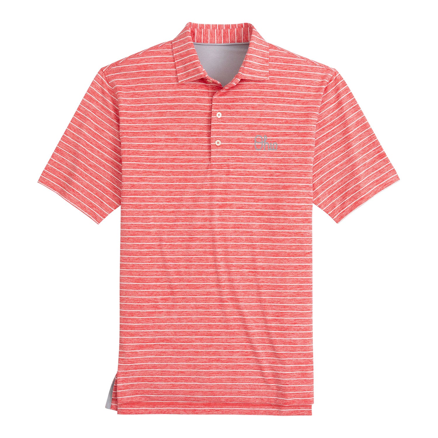 Ohio State Buckeyes Stripe Newton Scarlet Polo - In Scarlet - Front View