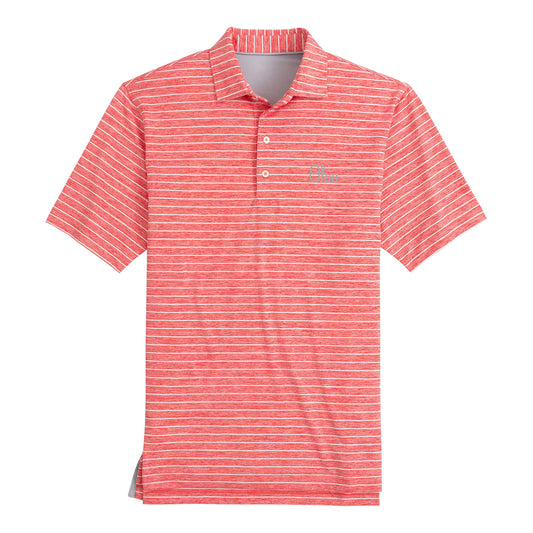 Ohio State Buckeyes Stripe Newton Scarlet Polo - In Scarlet - Front View