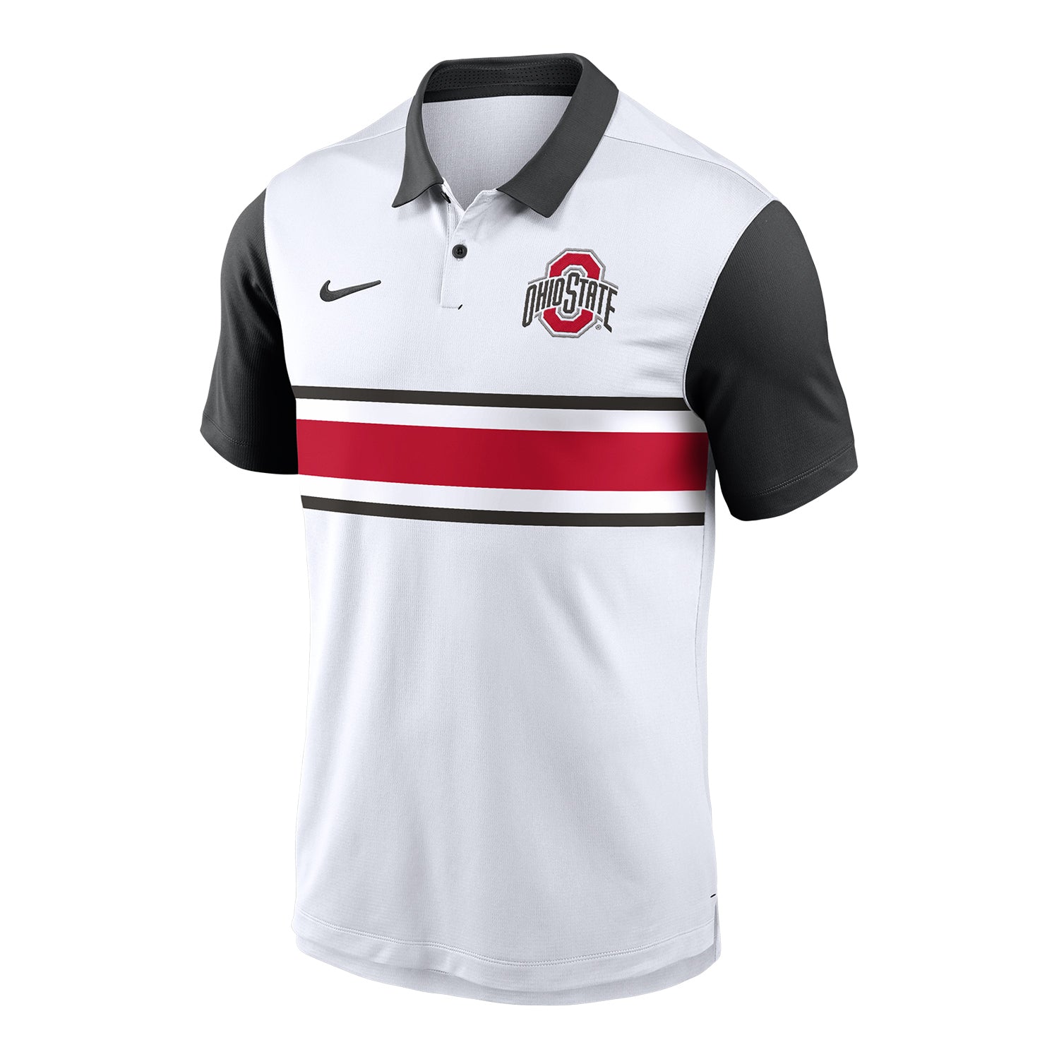 Ohio State Buckeyes Nike Vapor Stripe White/Black Polo - Front View