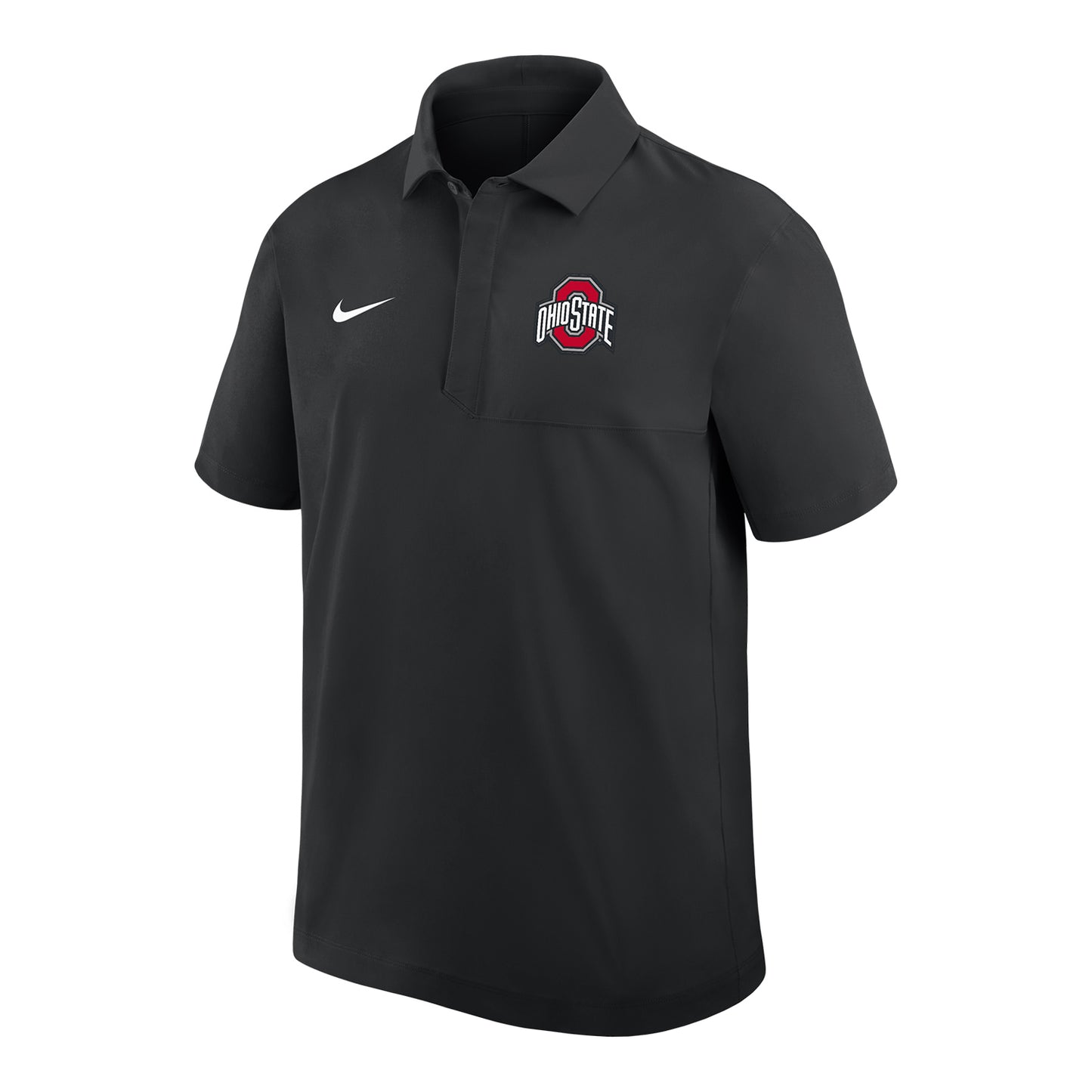 Ohio State Buckeyes Nike Woven Black Polo In Black - Front View