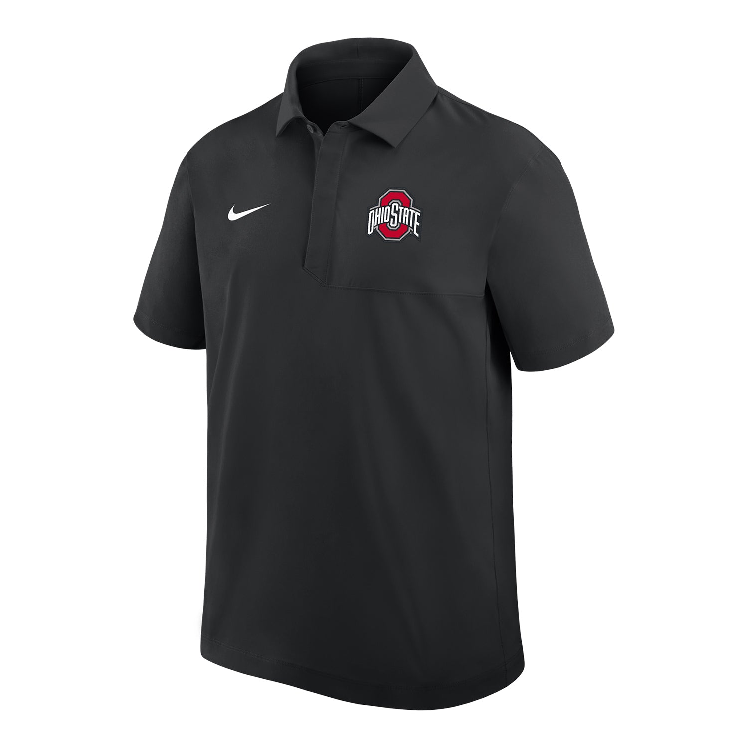 Ohio State Buckeyes Nike Woven Black Polo In Black - Front View