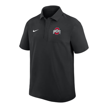 Ohio State Buckeyes Nike Woven Black Polo In Black - Front View