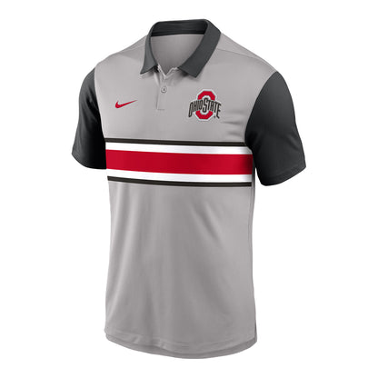 Ohio State Buckeyes Nike Vapor Primary Logo Polo In Grey - Front View