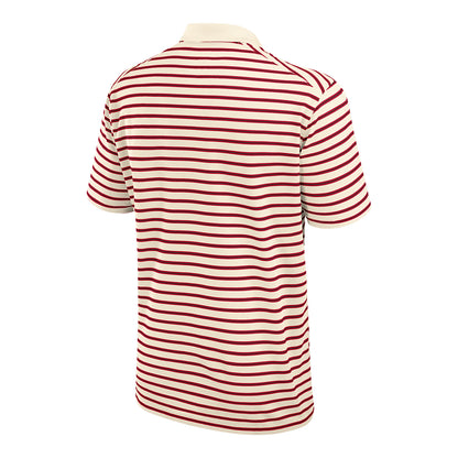 Ohio State Buckeyes Striped Primary Logo Polo In Red - Back View
