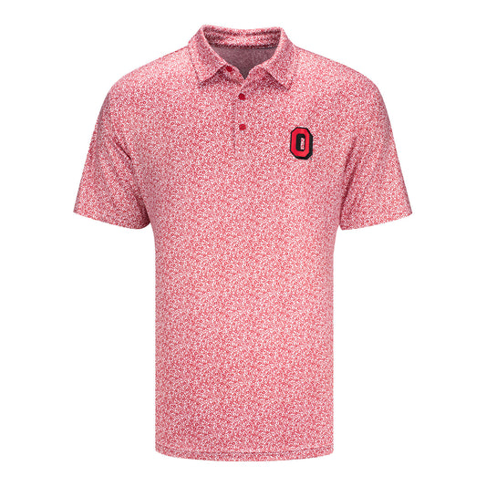Ohio State Buckeyes Antigua Script Ohio Ditsy Polo - Front