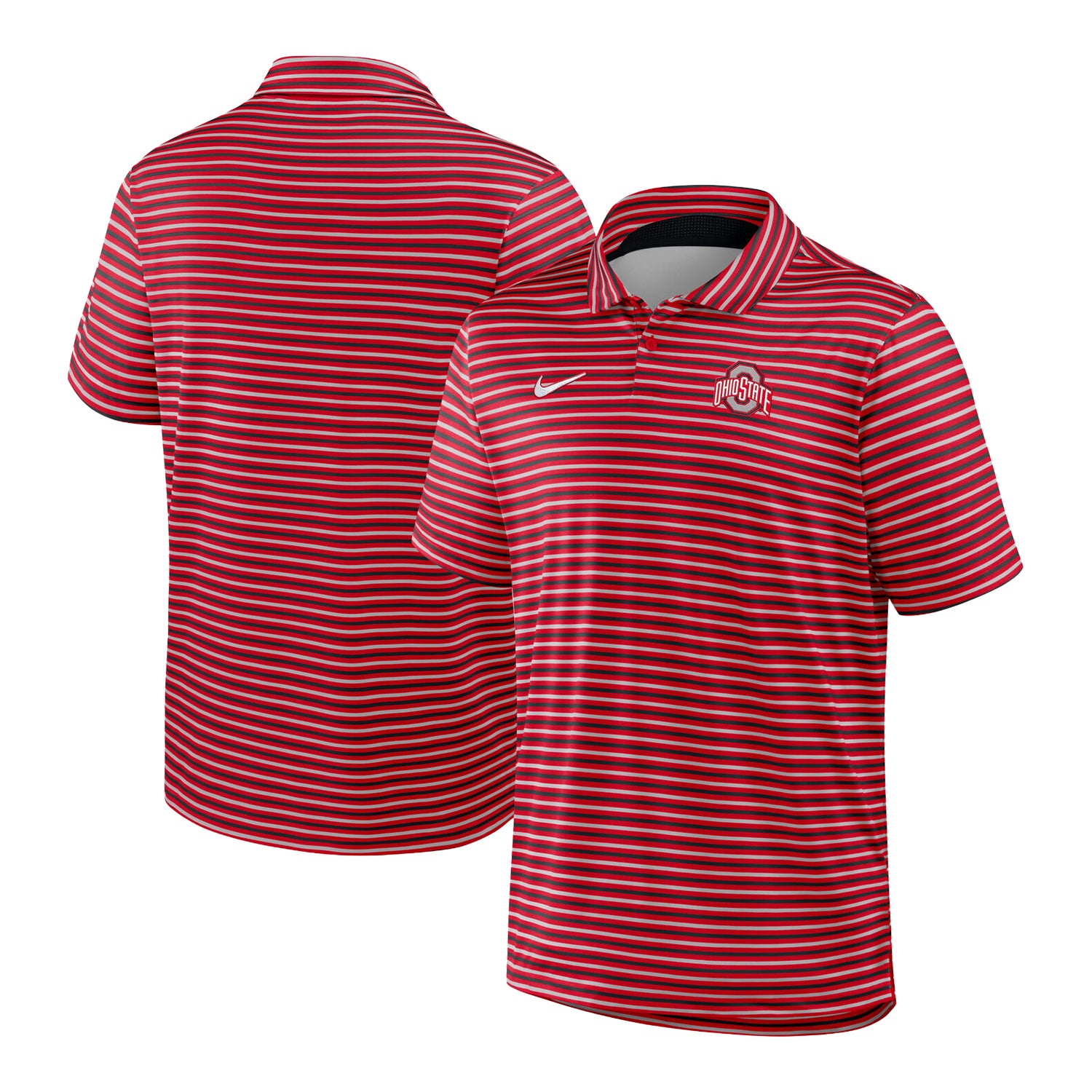 Ohio State Buckeyes Nike Dri-Fit Tour Stripe Polo - Full View