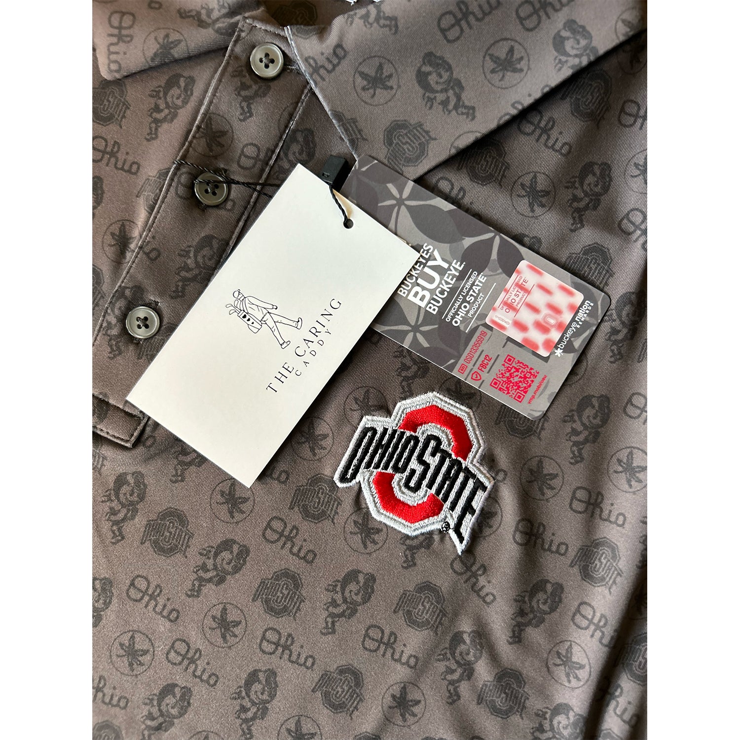 Ohio State Buckeyes All Over Print Golf Polo - Close Up