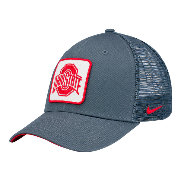 Ohio State Buckeyes Nike Primary Trucker Adjustable Hat - In Gray - Angled Left View