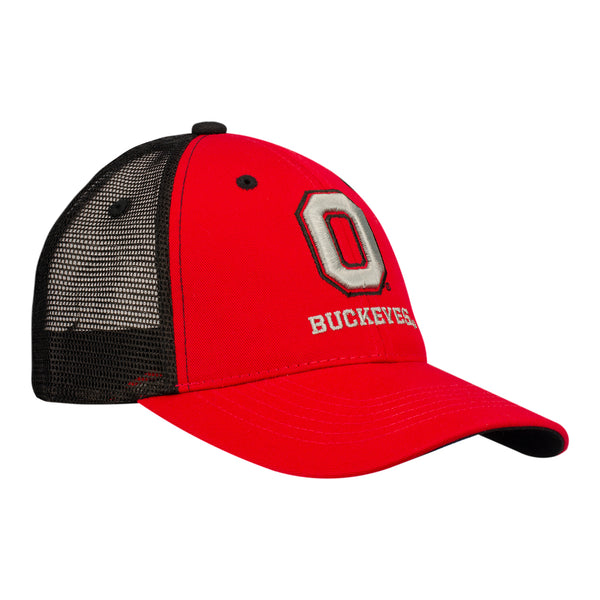 Ohio State Buckeyes Block O Trucker Hat - In Scarlet - Angled Right View