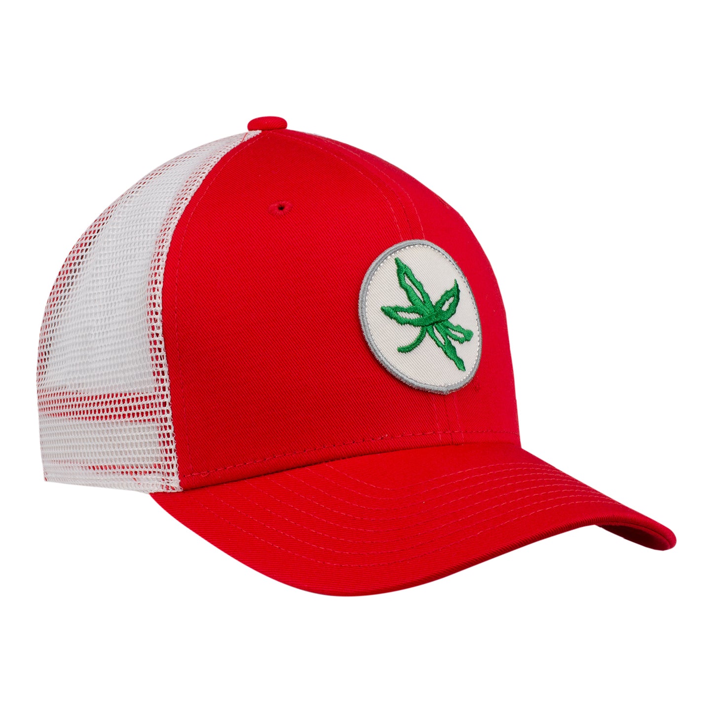 Ohio State Buckeyes Nike Buckeye Leaf Trucker Adjustable Hat - In Scarlet - Angled Right View