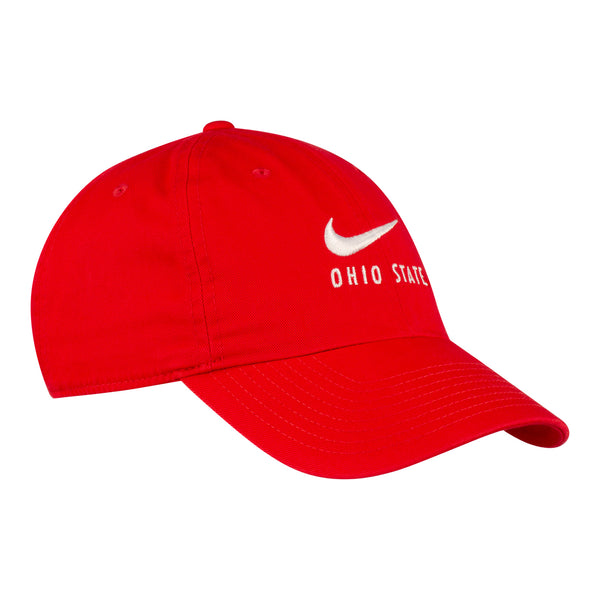 Ohio State Buckeyes Nike H86 Swoosh Wordmark Unstructured Adjustable Hat - In Scarlet - Angled Right View