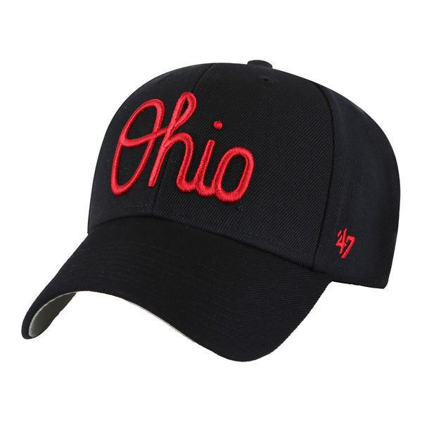 Ohio State Buckeyes Script Ohio MVP Black Adjustable Hat - In Black - Left View