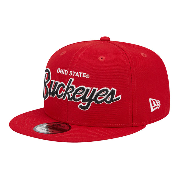 Ohio State Buckeyes Retro Script Scarlet Adjustable Hat - In Scarlet - Angled Left View