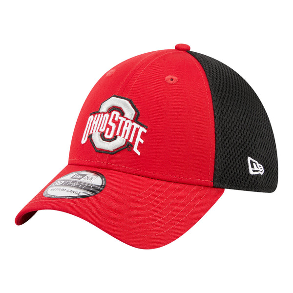 Ohio State Buckeyes Primary Logo Neo Scarlet Flex Hat - In Scarlet - Angled Left View