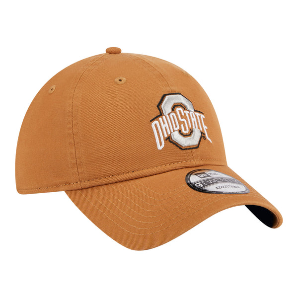 Ohio State Buckeyes Primary Logo Light Bronze Adjustable Hat - In Brown - Angled Right View