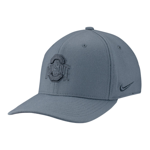 Ohio State Buckeyes Nike Primary Logo Tonal Gray Flex Hat - In Gray - Angled Left View