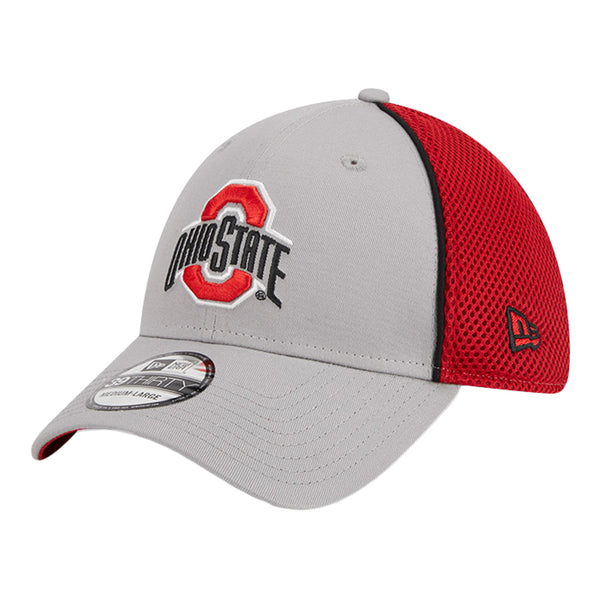 Ohio State Buckeyes Primary Logo Pipe Gray Flex Hat - Angled Left View