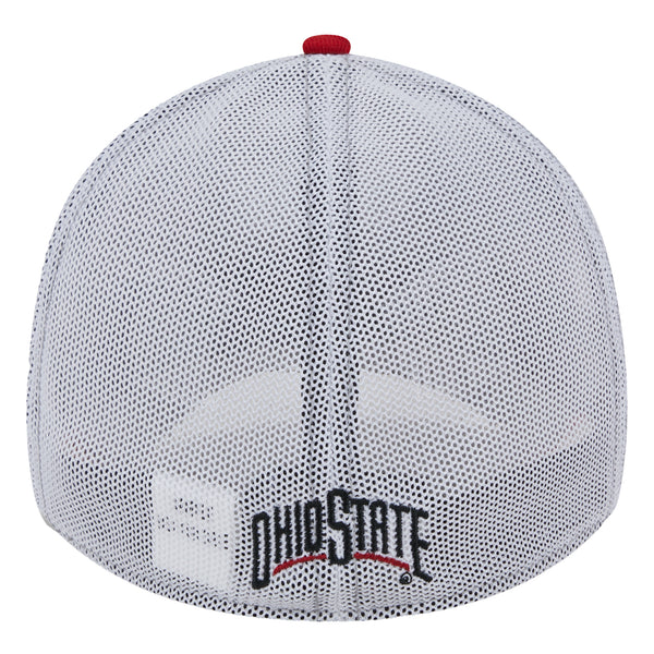 Ohio State Buckeyes Heathered Round Logo Gray Flex Hat - In Gray - Back View