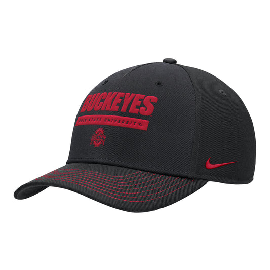 Ohio State Buckeyes Nike 2024 Sideline Wordmark Adjustable Hat - Left Angled View