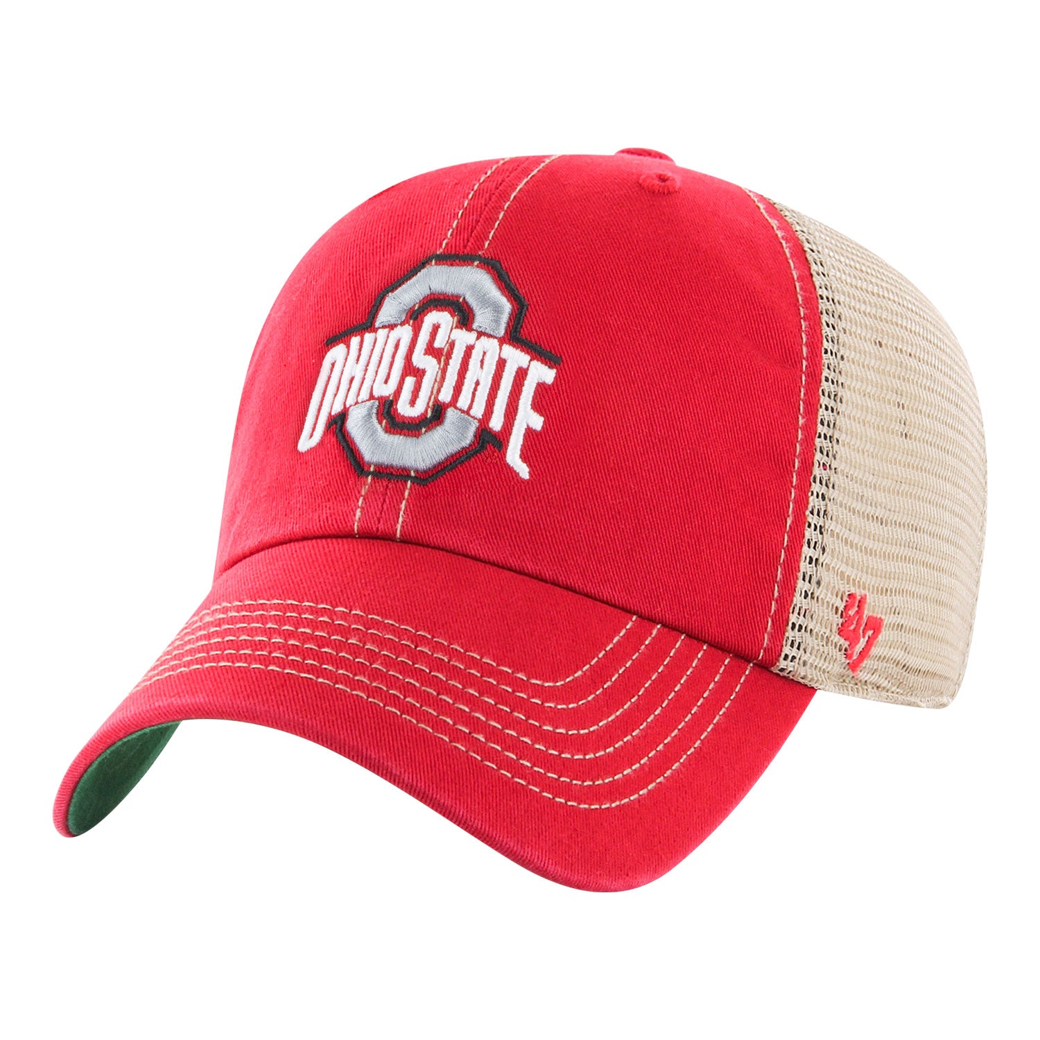 Ohio State Buckeyes Trawler Mesh Scarlet Adjustable Hat - Front View