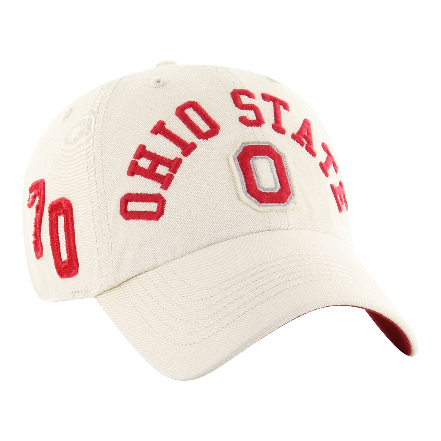 Ohio State Buckeyes Clubhouse Cleanup Cream Adjustable Hat - Right Angled View