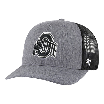 Ohio State Buckeyes Carbon Trucker Gray Adjustable Hat - Front View