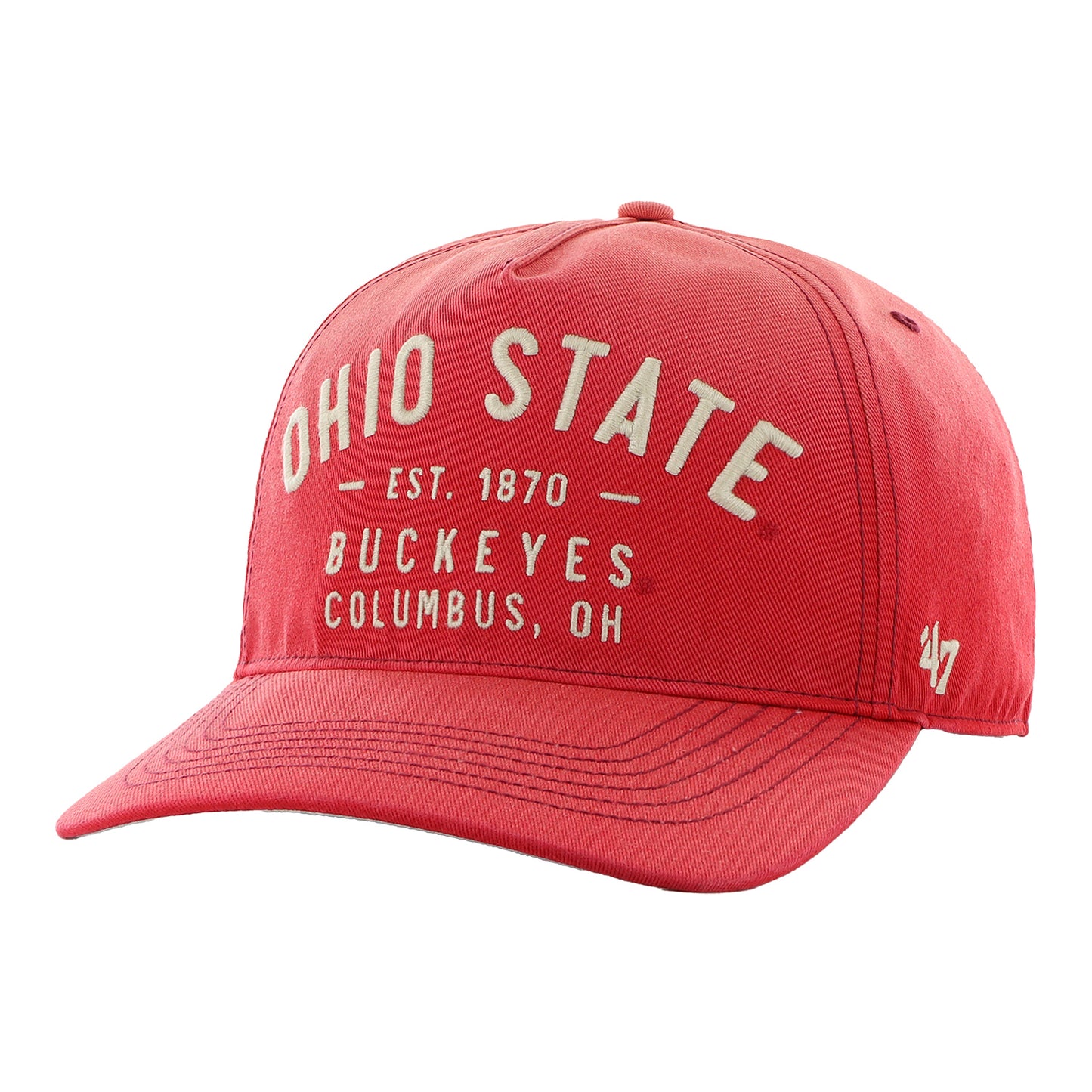 Ohio State Buckeyes Dusted Laramie Scarlet Adjustable Hat - Angled Left View