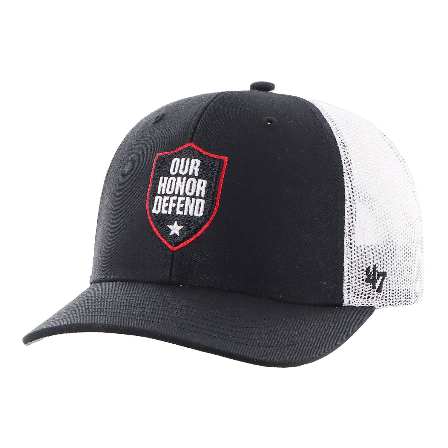 Ohio State Buckeyes Our Honor Defend Trucker Hat - Angled Left View