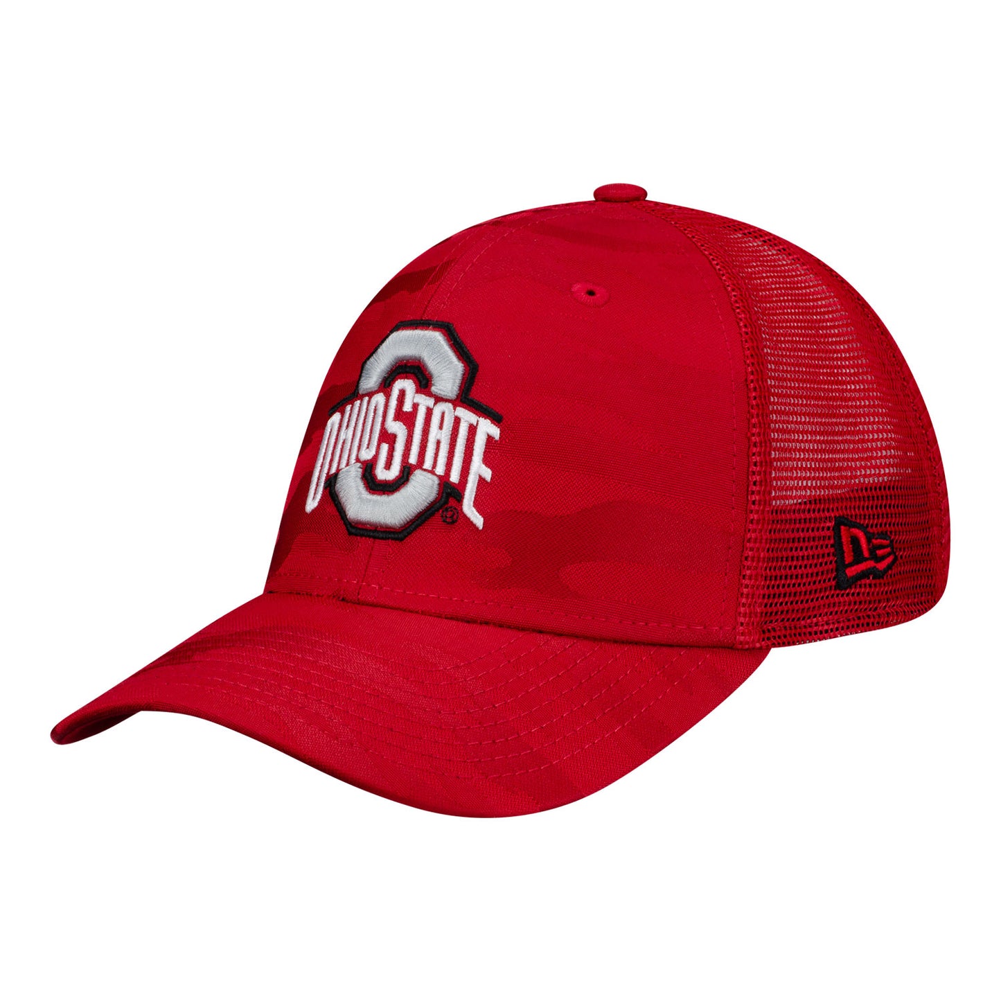 Ohio State Buckeyes Scarlet Camo Hat - Left Angled View