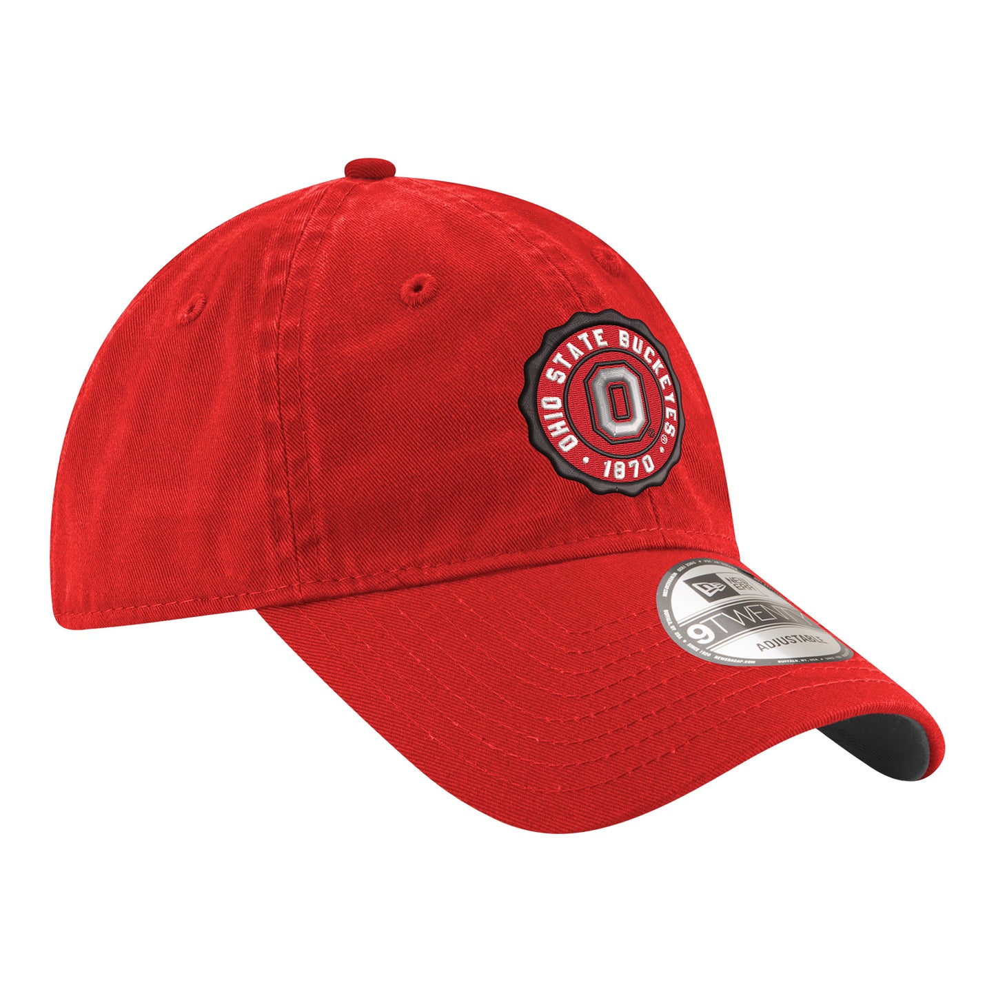 Ohio State Buckeyes Crest Scarlet Adjustable Hat - Right Angled View