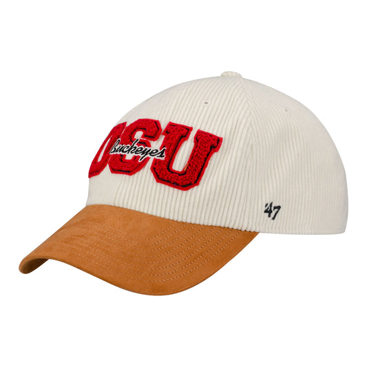 Ohio State Buckeyes 'OSU' Hail Mary Clean Up Hat In White - Front Left View