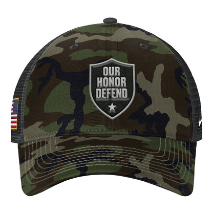 Ohio State Buckeyes Nike Our Honor Defend Structured Trucker Hat In Camo - Front View