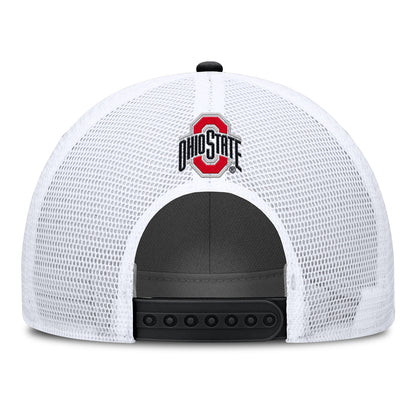 Ohio State Buckeyes Nike Rise Patch Trucker Hat In Black - Back View