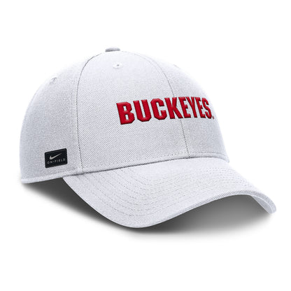 Ohio State Buckeyes Nike Rise Gameday Hat In White - Front Right View