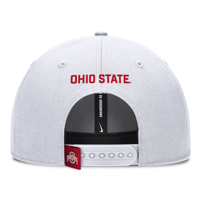 Ohio State Buckeyes Nike Rise Gameday Hat In White - Back View