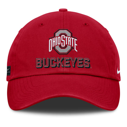 Ohio State Buckeyes Nike Club Gameday Primary Logo Hat In Red - Front View