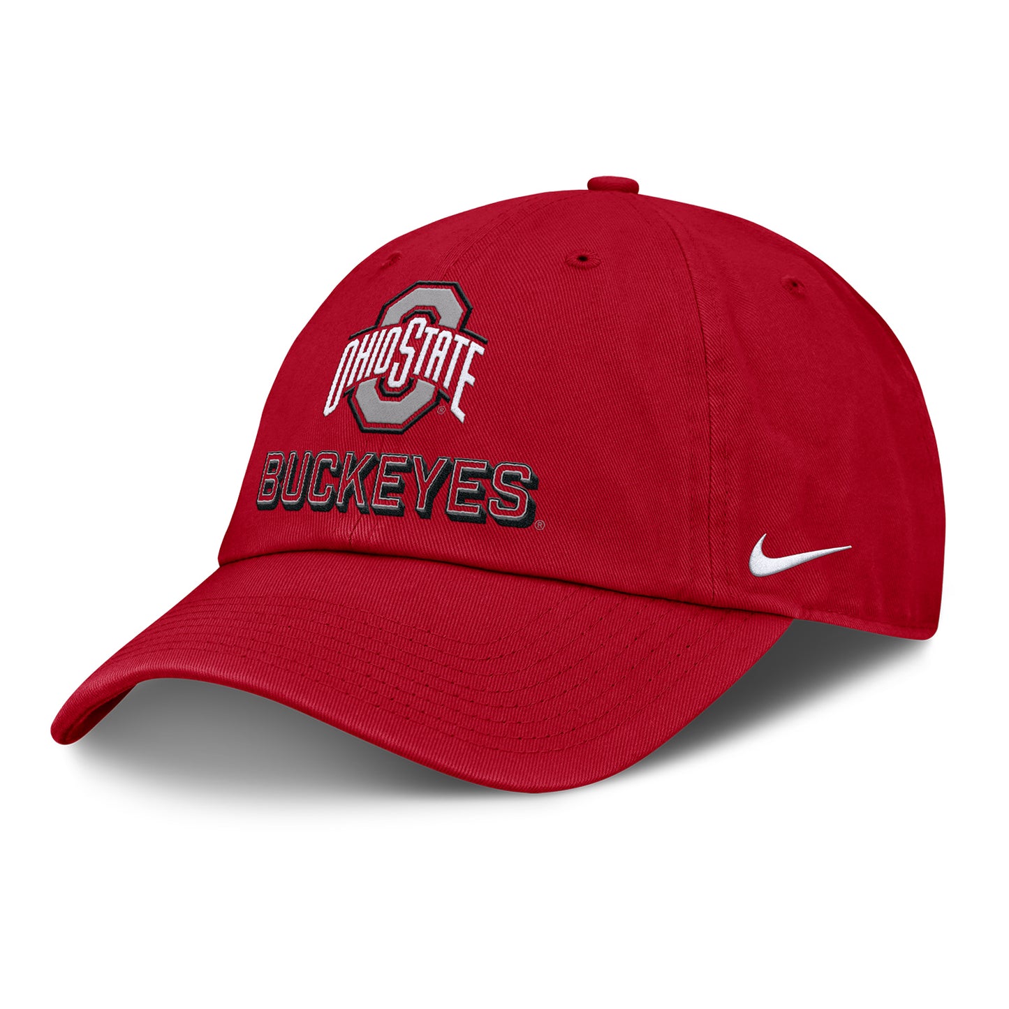 Ohio State Buckeyes Nike Club Gameday Primary Logo Hat In Red - Front Left View