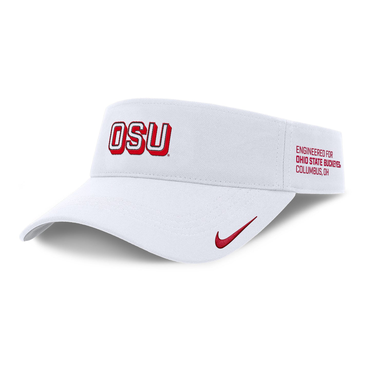 Ohio State Buckeyes Nike Ace OSU Gameday Visor In White - Front Left View