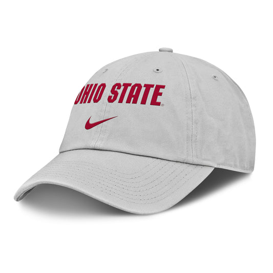 Ohio State Buckeyes Nike Club Wordmark Hat In Grey - Front Left View